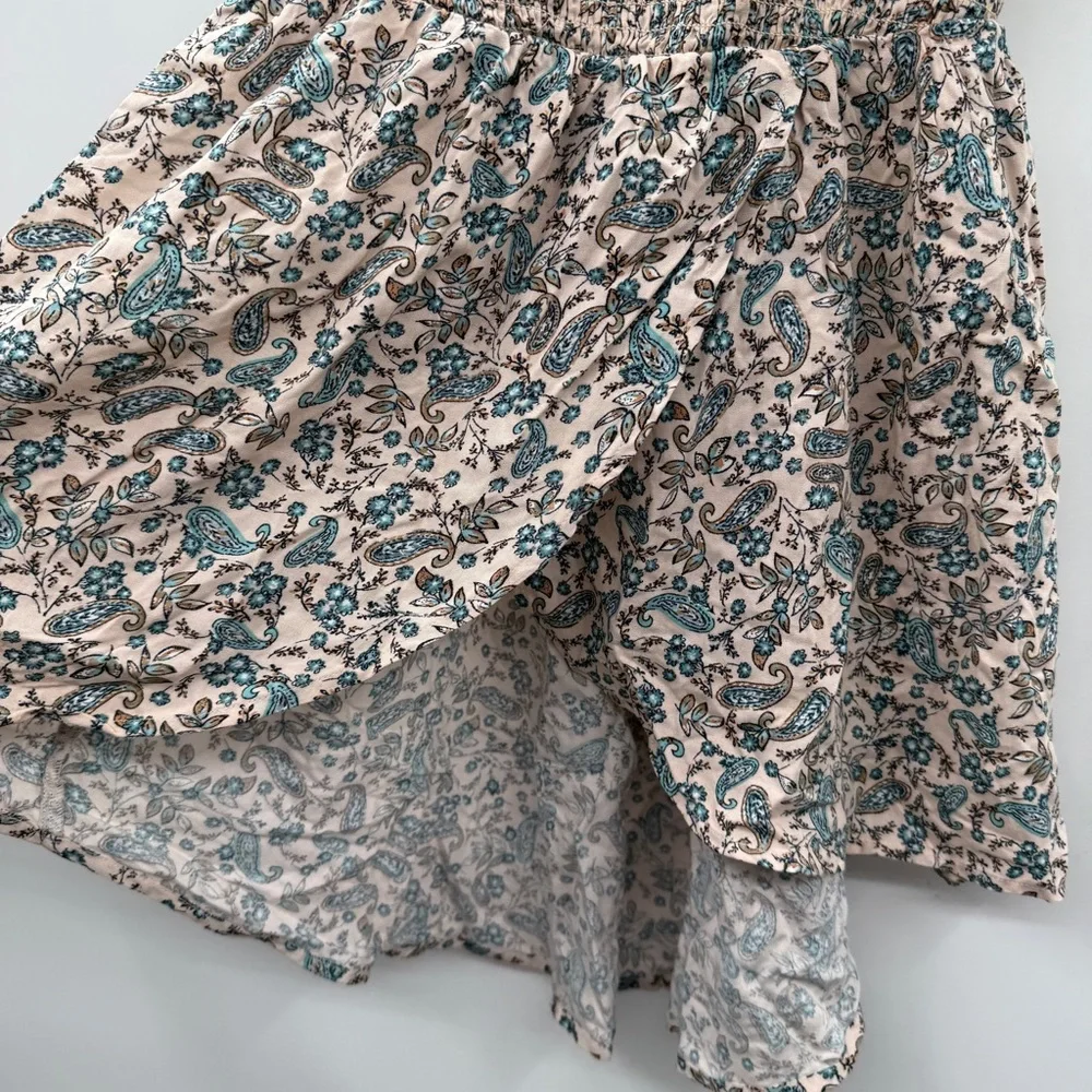 Maurices Cream Pink Blue Floral Print Sleeveless High Low Top Sz XS NEW‎